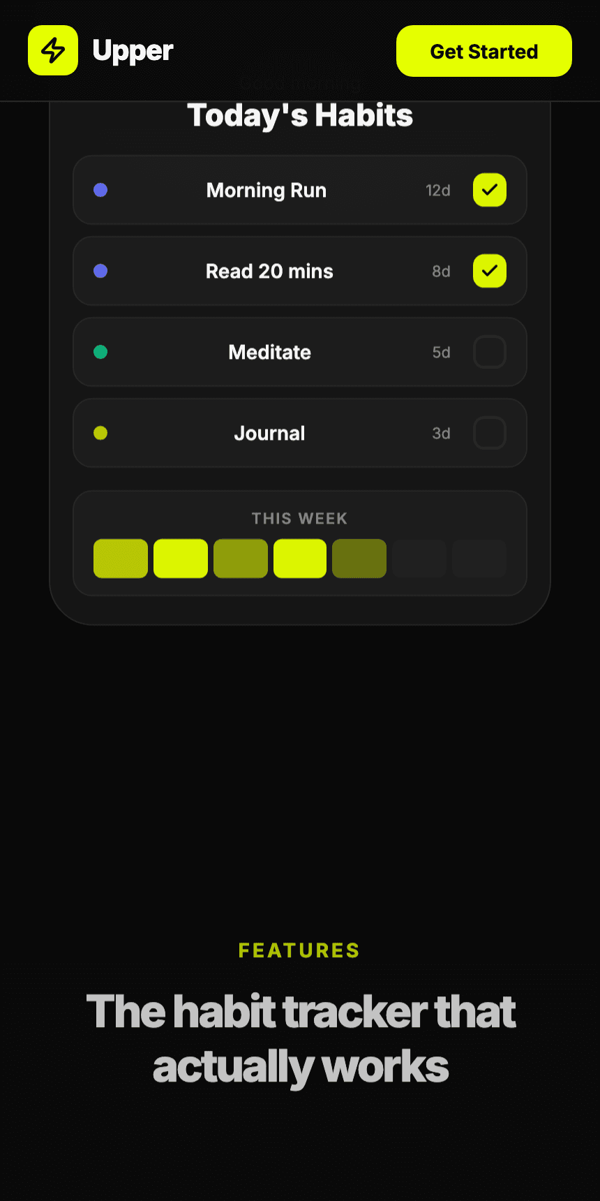 Get Upper app homepage screenshot